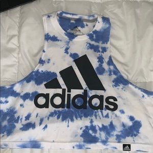 Tie dye White Adidas Cropped Tank